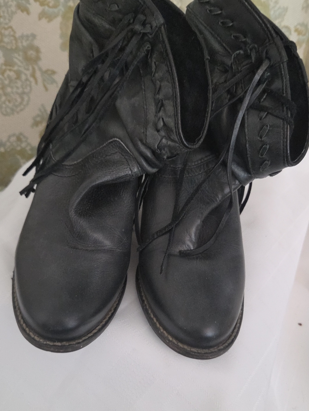 Naughty Monkey Leather Boots With Leather Lacing Trim